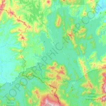Carte topographique Kenyir Reservoir, altitude, relief
