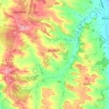 Carte topographique Bezolles, altitude, relief