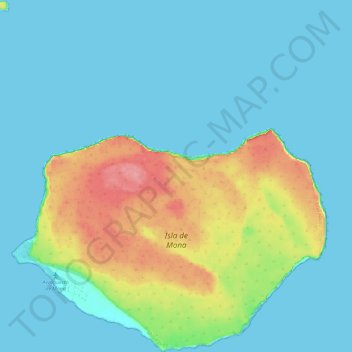 Carte topographique Isla de Mona e Islote Monito, altitude, relief