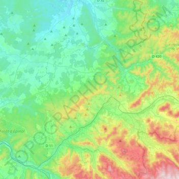 Carte topographique 88600, altitude, relief