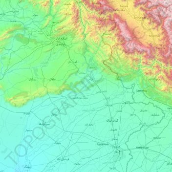 Carte topographique Jhelum River, altitude, relief