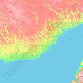 Carte topographique Côte-Nord-du-Golfe-du-Saint-Laurent, altitude, relief
