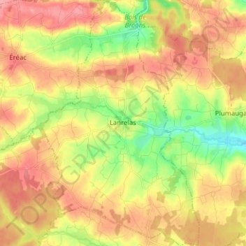 Carte topographique Lanrelas, altitude, relief