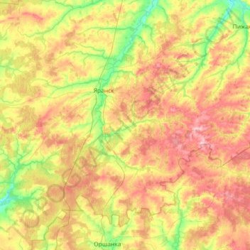 Carte topographique Яранский район, altitude, relief