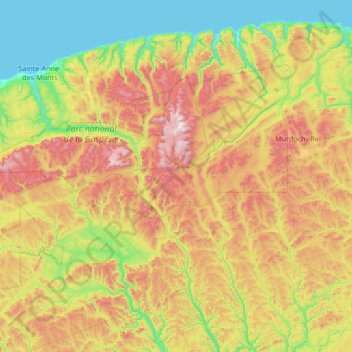 Carte topographique Mont-Albert, altitude, relief