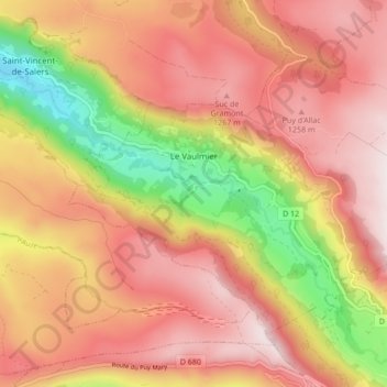 Carte topographique Le Vaulmier, altitude, relief