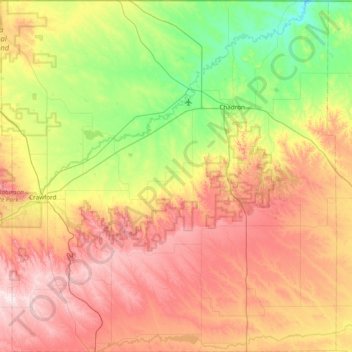 Carte topographique Dawes County, altitude, relief