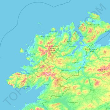 Carte topographique County Donegal, altitude, relief