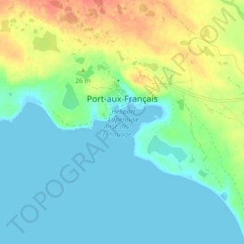 Carte topographique Port-aux-Français, altitude, relief