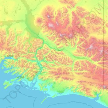 Carte topographique Wrangell–St. Elias National Park, altitude, relief