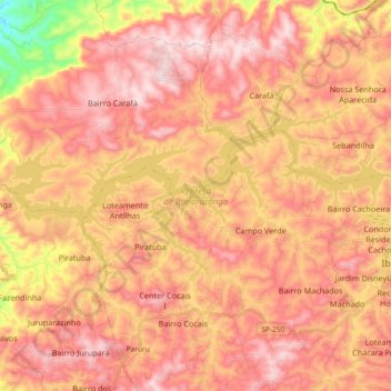 Carte topographique Represa de Itupararanga, altitude, relief