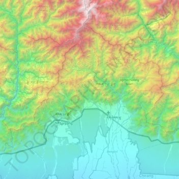 Carte topographique Sarpang District, altitude, relief