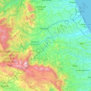 Carte topographique Vomano, altitude, relief