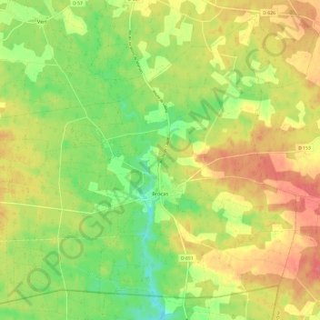 Carte topographique Brocas, altitude, relief