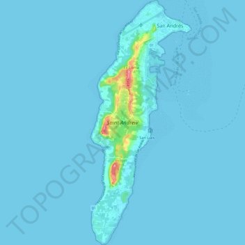 Carte topographique San Andrés, altitude, relief