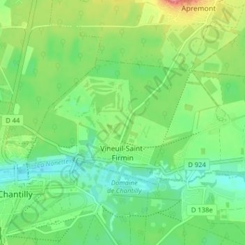 Carte topographique Vineuil-Saint-Firmin, altitude, relief