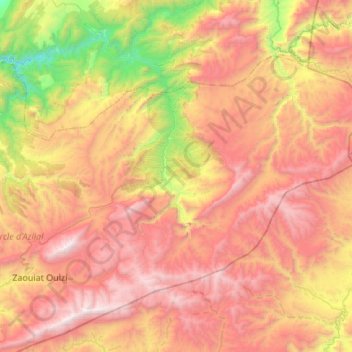 Carte topographique Zaouiat Ahansal, altitude, relief
