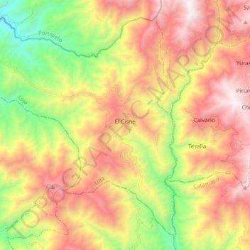 Carte topographique El Cisne, altitude, relief