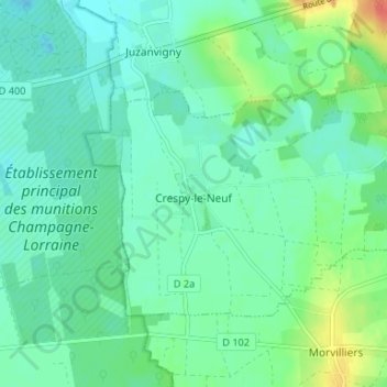 Carte topographique Crespy-le-Neuf, altitude, relief