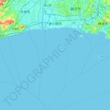 Carte topographique Chigasaki, altitude, relief