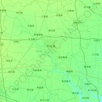 Carte topographique 利辛县, altitude, relief