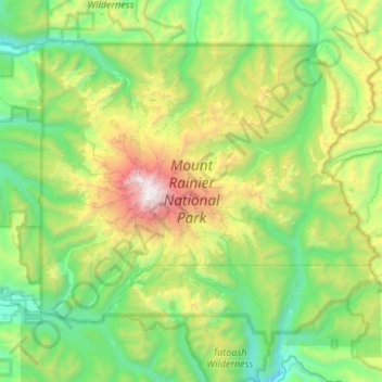 Carte topographique Mount Rainier National Park, altitude, relief