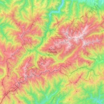 Carte topographique Parcul Național Retezat, altitude, relief