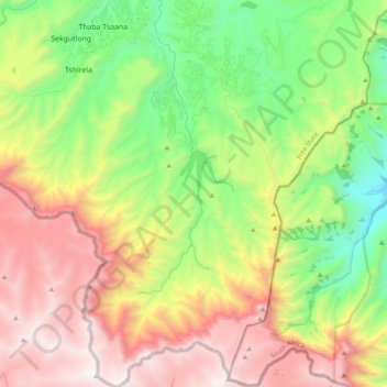 Carte topographique Maluti-a-Phofung Ward 20, altitude, relief