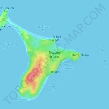 Carte topographique Motuihe Island, altitude, relief