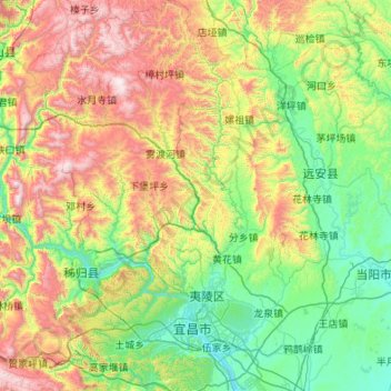 Carte topographique Yiling, altitude, relief