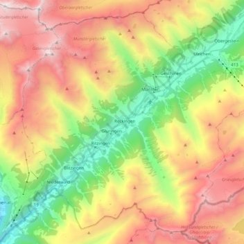 Carte topographique Goms, altitude, relief