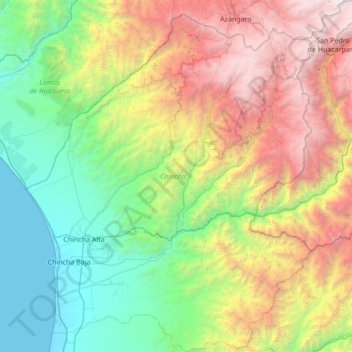 Carte topographique Provincia de Chincha, altitude, relief