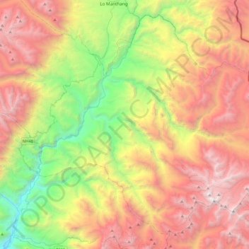 Carte topographique Surkhang, altitude, relief