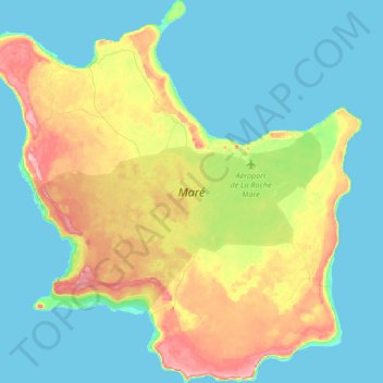 Carte topographique Maré Island, altitude, relief
