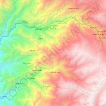 Carte topographique Cajacay, altitude, relief