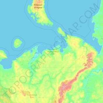 Carte topographique Заполярный район, altitude, relief