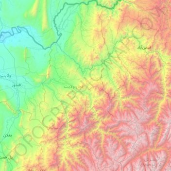 Carte topographique Takhâr, altitude, relief
