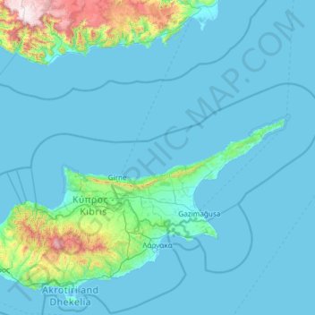 Carte topographique Chypre, altitude, relief