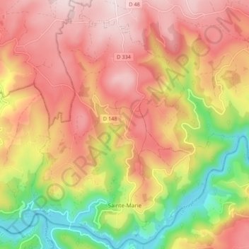 Carte topographique Sainte-Marie, altitude, relief