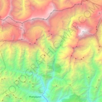 Carte topographique Mudi, altitude, relief