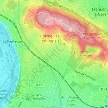 Carte topographique 95240, altitude, relief