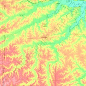 Carte topographique Warren County, altitude, relief
