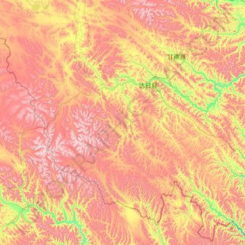 Carte topographique Darlag County, altitude, relief