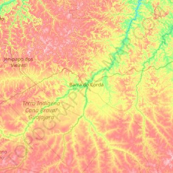 Carte topographique Barra do Corda, altitude, relief