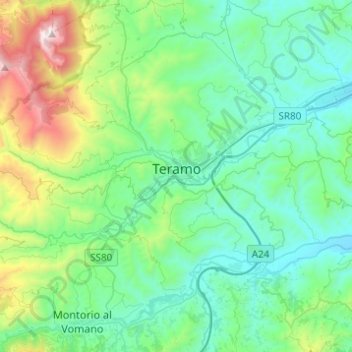 Carte topographique Teramo, altitude, relief