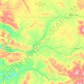 Carte topographique Moffat County, altitude, relief