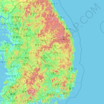 Carte topographique Gyeongsang do Norte, altitude, relief