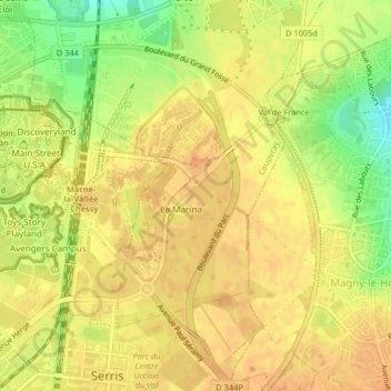 Carte topographique 77700, altitude, relief
