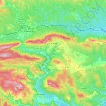Carte topographique Lesquerde, altitude, relief