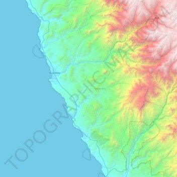 Carte topographique Huarmey, altitude, relief